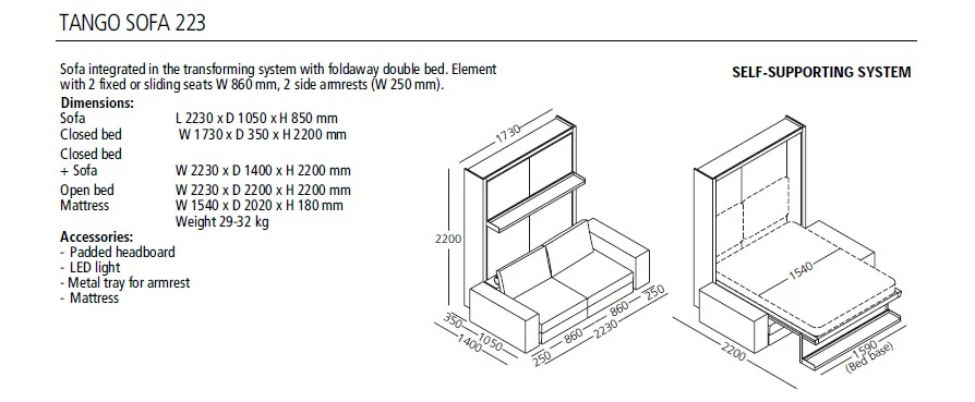 Tango 223 and 270 sofa wall beds - Image 13